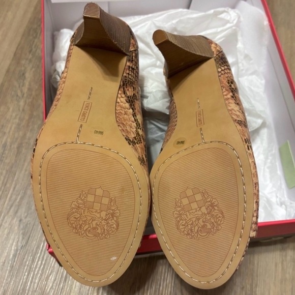 Vince Camuto Allanna Snakeskin Print Peep Toe Stiletto Booties brown copper NIB - Picture 11 of 11